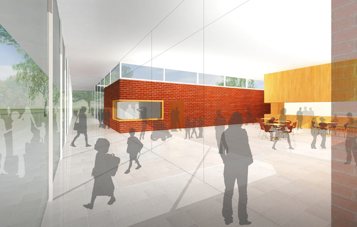 Wettbewerb Grunderneuerung und Erweiterung der Schule für Körperbehinderte am Tegelweg · Hamburg · Bild 5: Foyer
